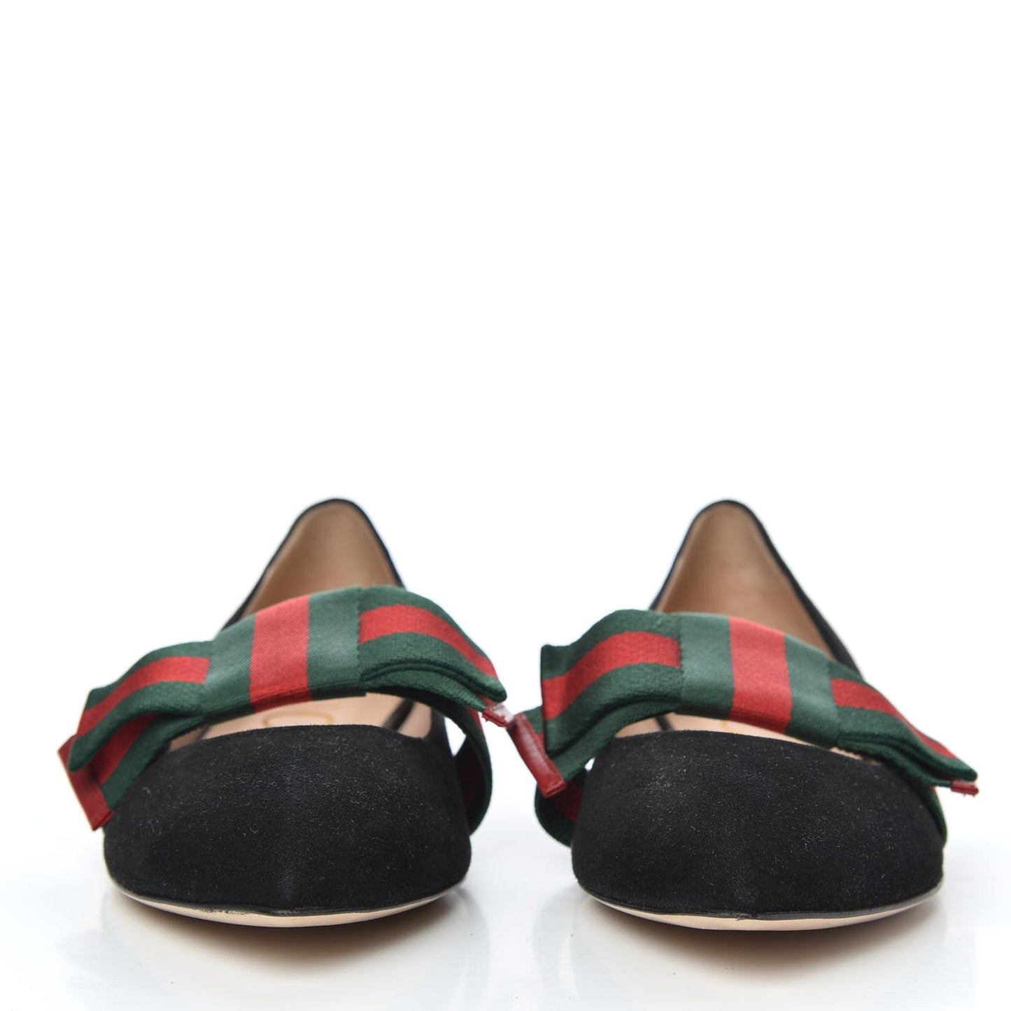 Suede Web Bow Point Toe Ballerina Flats 39 Black