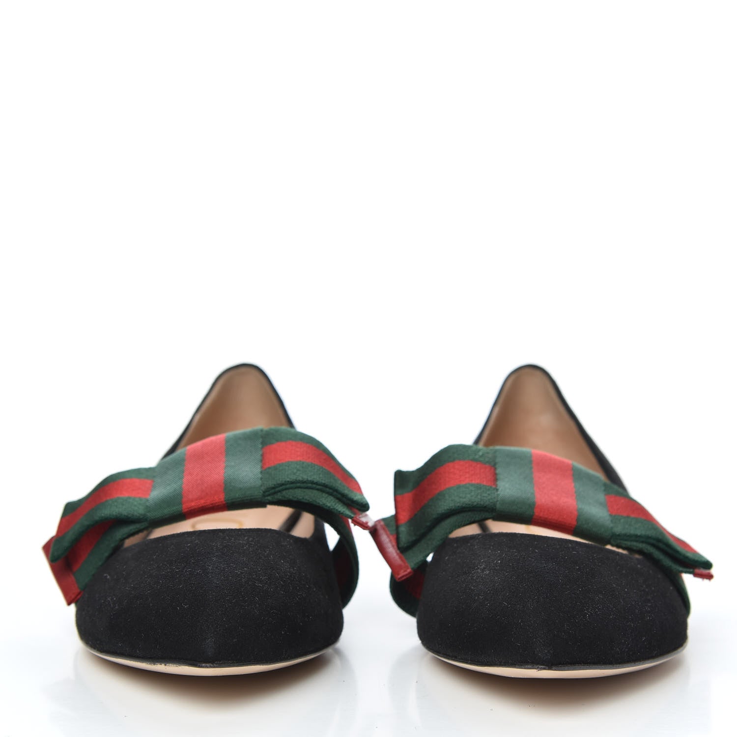 Gucci Suede Web Bow Point Toe Ballerina Flats 39 Black 2 of 10