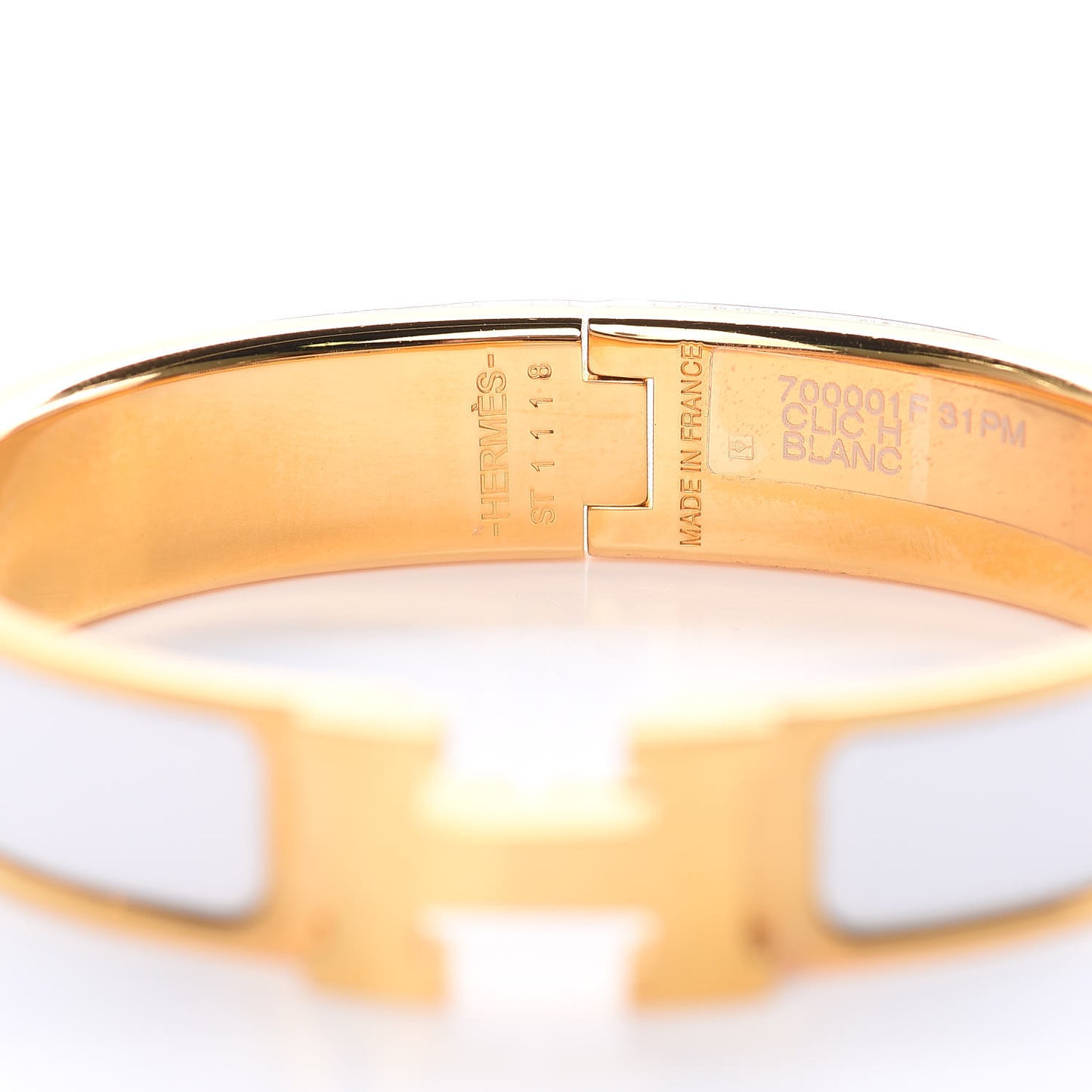 Enamel Narrow Clic Clac H Bracelet PM White