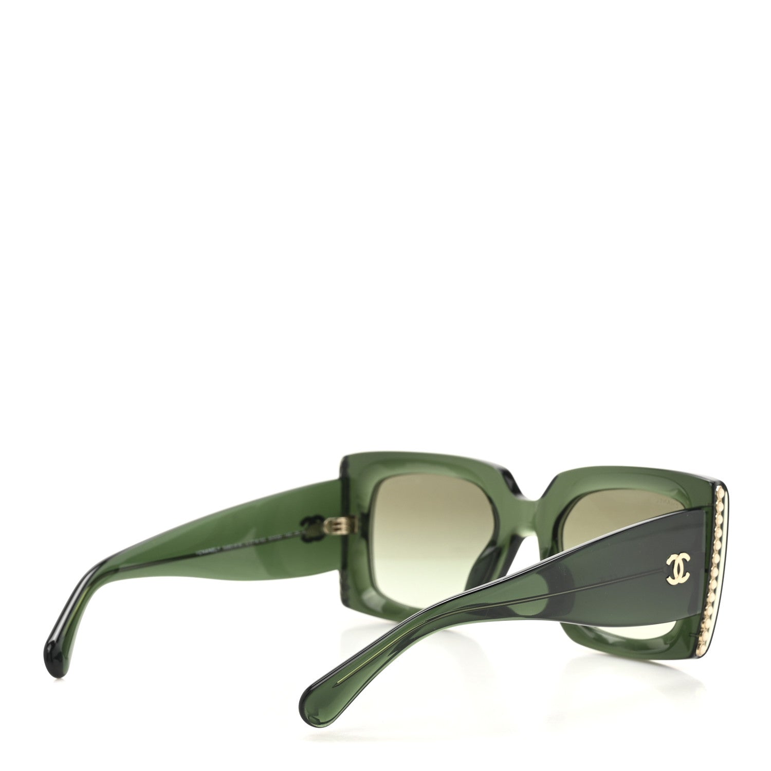 Chanel Acetate Pearl Rectangle Sunglasses 5480-H-A Dark Green 4 of 8
