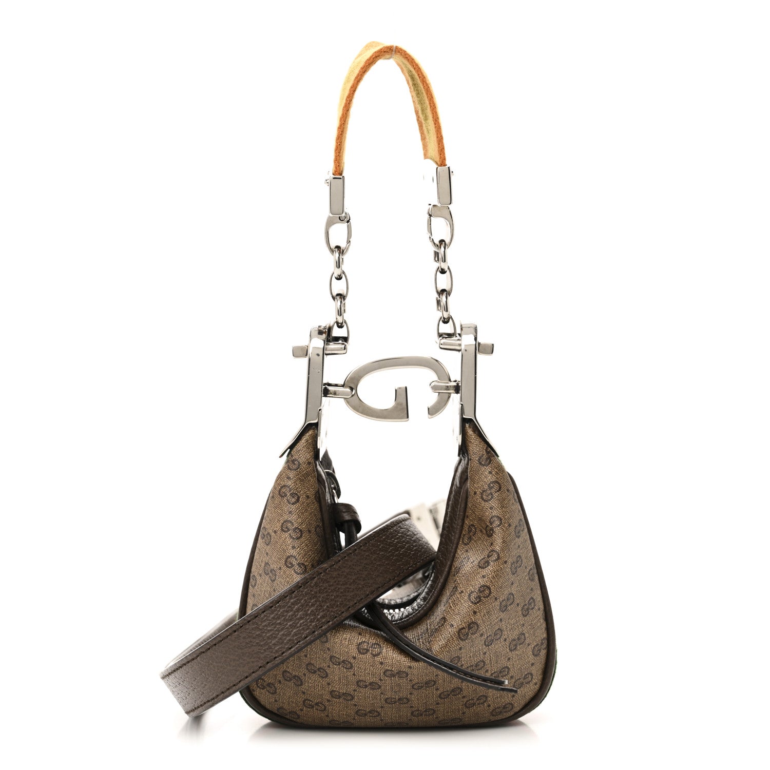 Gucci GG Supreme Monogram Textured Calfskin Web Mini Attache Hobo Beige Ebony New Acero 1 of 10