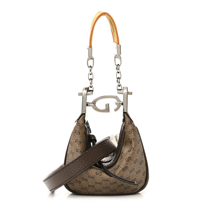 Gucci GG Supreme Monogram Textured Calfskin Web Mini Attache Hobo Beige Ebony New Acero 1 of 10