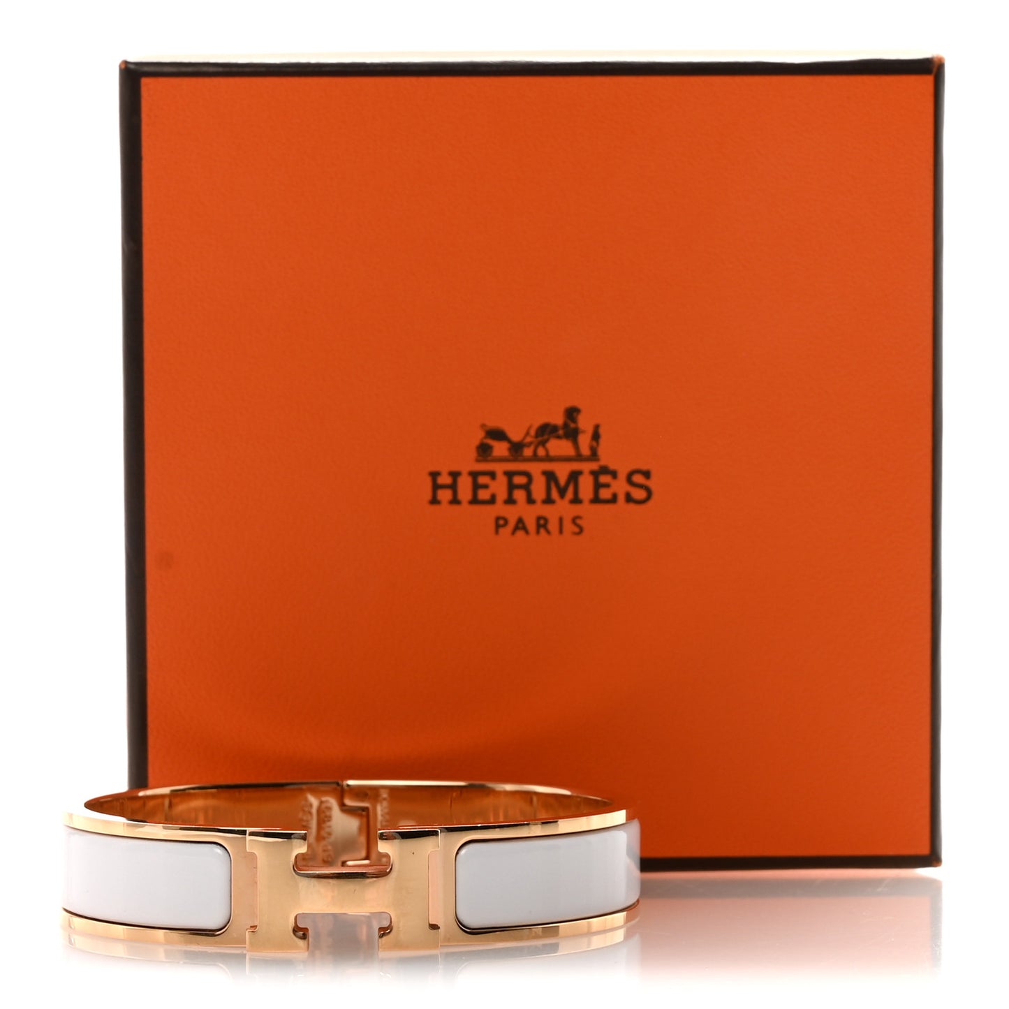 Enamel Narrow Clic Clac H Bracelet PM White