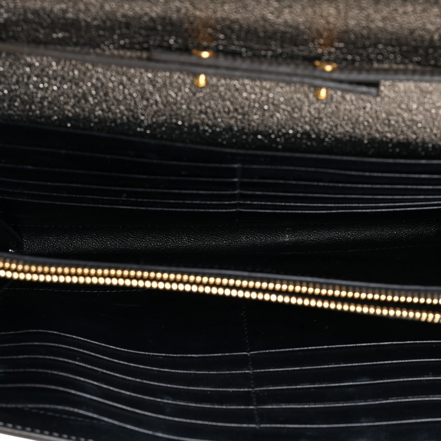 Saint Laurent Grained Metallic Calfskin Monogram Chain Wallet Bronze 5 of 13