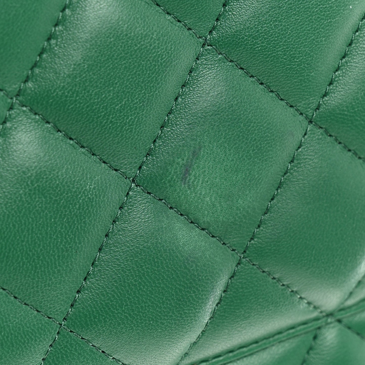 Lambskin Quilted Jumbo Double Flap Green