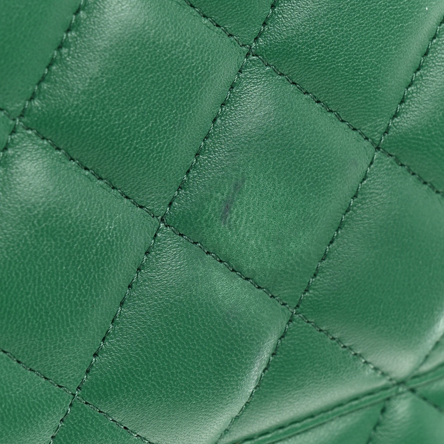 Chanel Lambskin Quilted Jumbo Double Flap Green 14 of 15