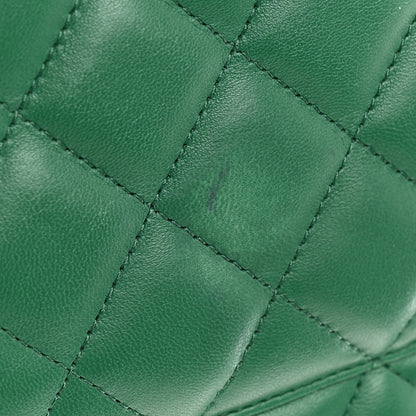 Chanel Lambskin Quilted Jumbo Double Flap Green 14 of 15