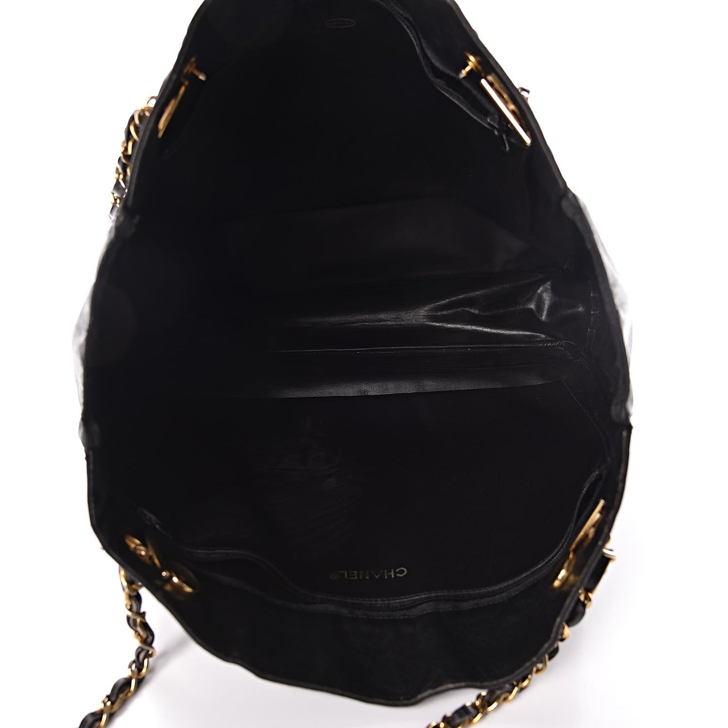 Canvas Calfskin Shopping Tote Black