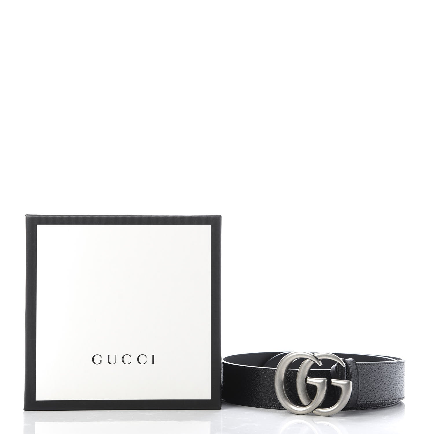 Gucci Textured Dollar Calfskin Nickel Double G 40mm Belt 70 28 Black 4 of 4