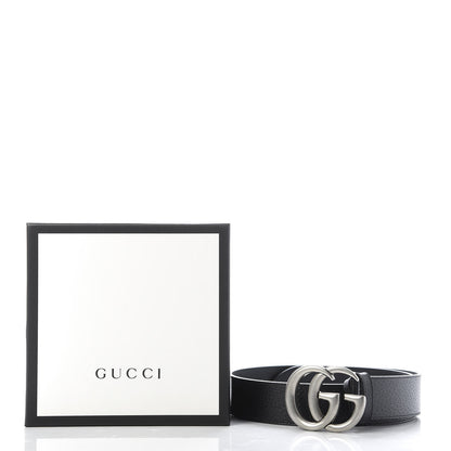 Gucci Textured Dollar Calfskin Nickel Double G 40mm Belt 70 28 Black 4 of 4