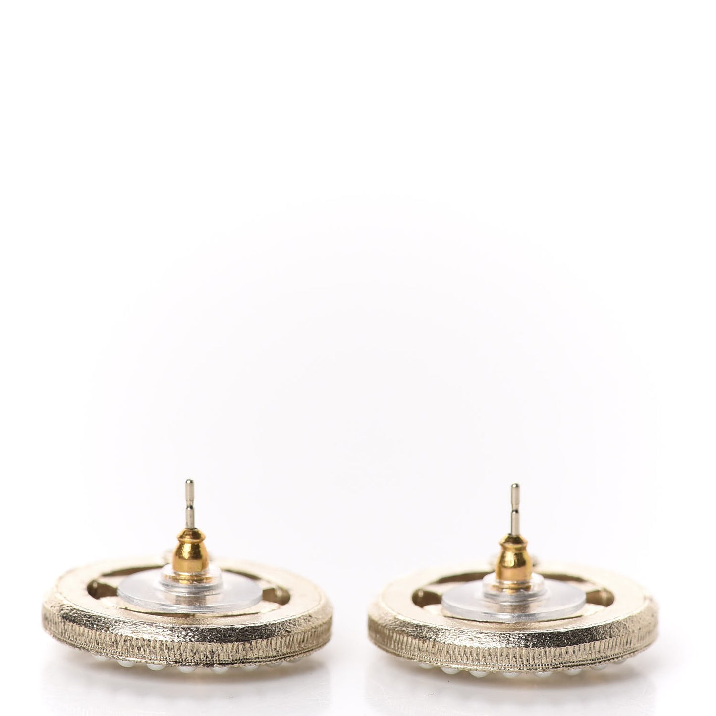 Pearl CC Round Earrings Gold