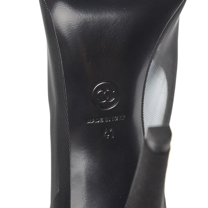 Chanel Mesh Satin Bow CC Pumps 41 Black 7 of 8