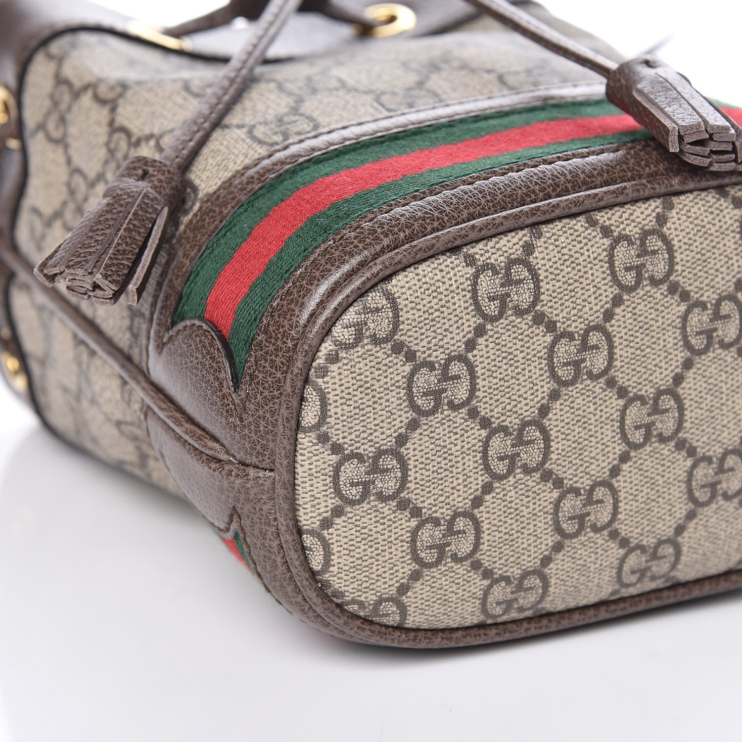 Gucci GG Supreme Monogram Web Mini Ophidia Bucket Bag Brown 5 of 10