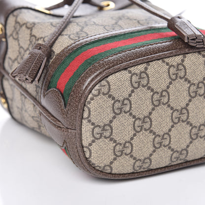 Gucci GG Supreme Monogram Web Mini Ophidia Bucket Bag Brown 5 of 10