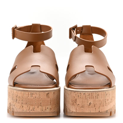 Hermes Calfskin Cork Luce 30 Sandals 37 Naturel 3 of 9