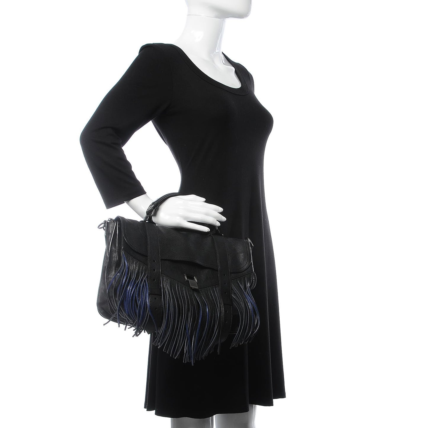 Lambskin Fringe Medium PS1 Satchel Black