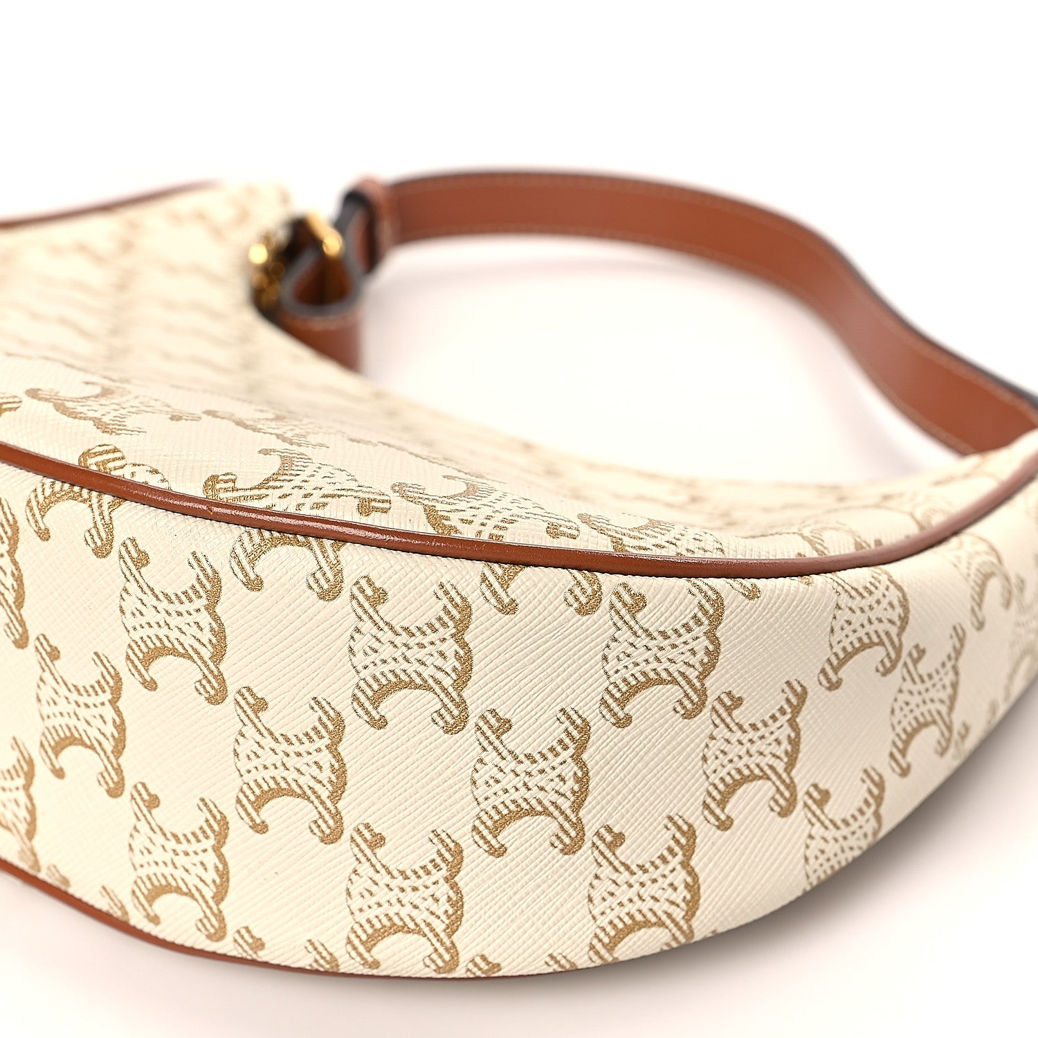 Celine Canvas Calfskin Ava Triomphe Shoulder Bag White 9 of 9