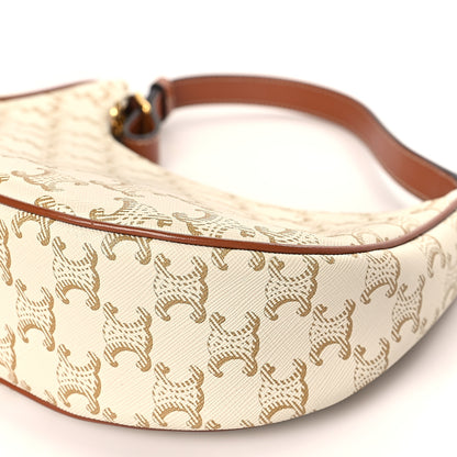 Celine Canvas Calfskin Ava Triomphe Shoulder Bag White 9 of 9