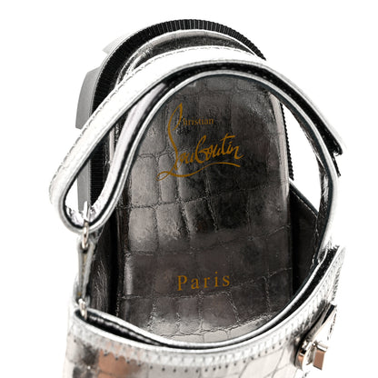 Christian Louboutin Metallic Calfskin Alligator Embossed Nappa Lock Cool Flat Sandals 37 Silver 7 of 7