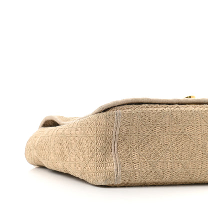 Christian Dior Canvas Embroidered Cannage Large Caro Bag Beige 8 of 9