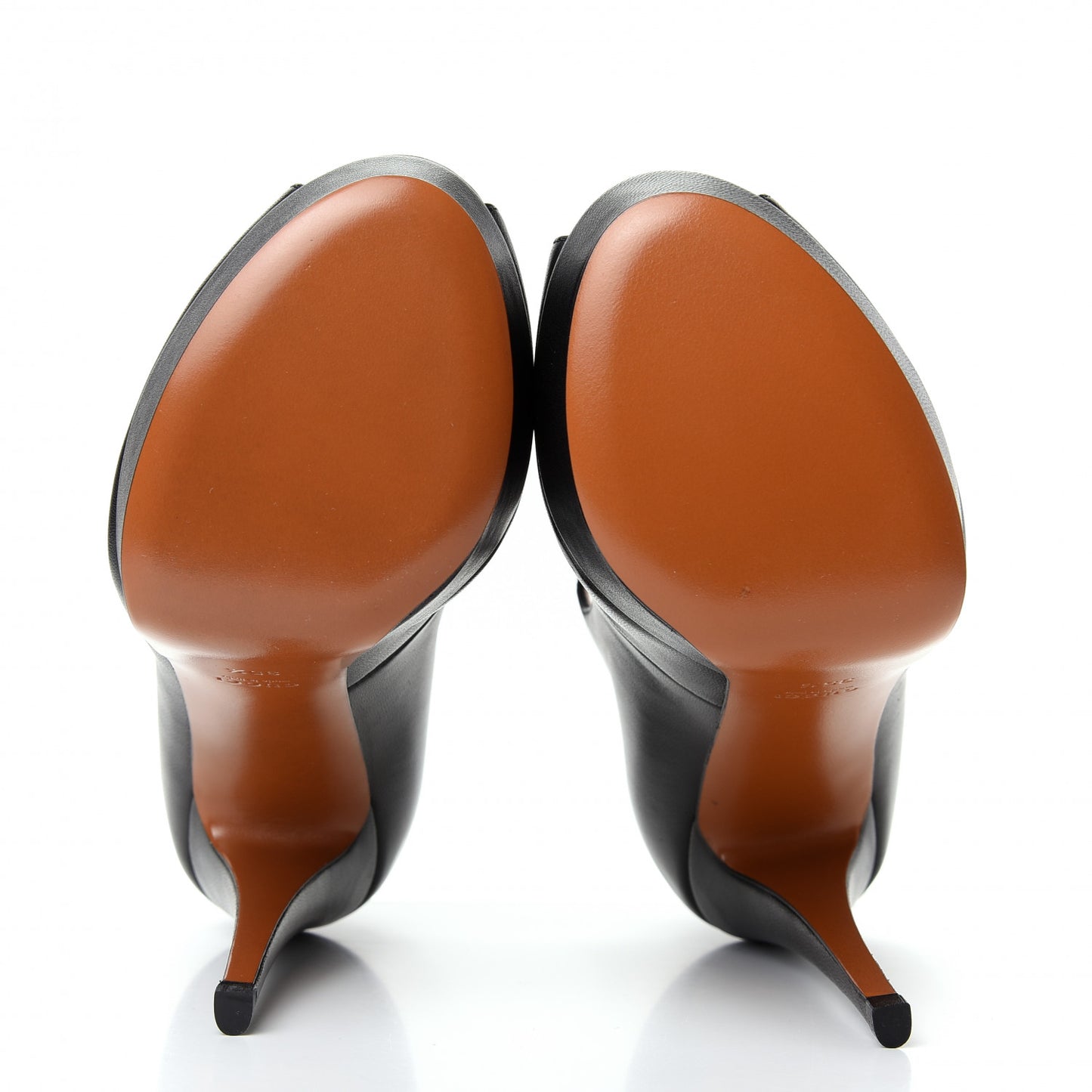 Calfskin T Strap Platform Pumps 35.5 Black