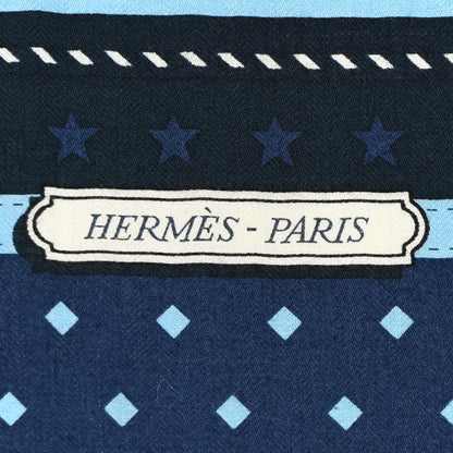 Hermes Silk Harnais De Cour Bandana Shawl 140 Marine Bleu Ciel 2 of 7