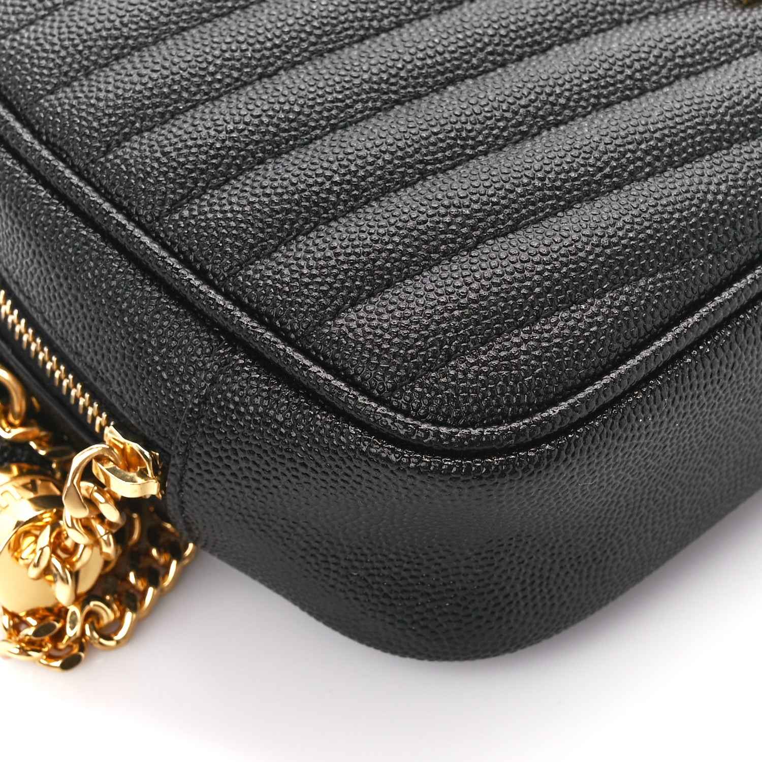 Saint Laurent Grain De Poudre Matelasse Monogram Mini Lou Camera Bag Black 9 of 11