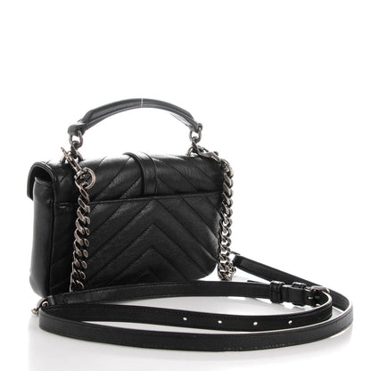 Saint Laurent Sheepskin Matelasse Chevron Monogram College Chain Wallet Black 3 of 7