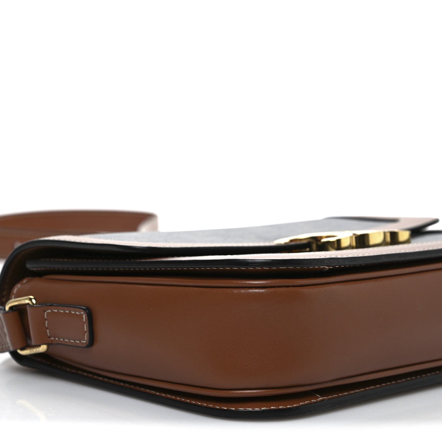 Celine Triomphe Canvas Calfskin Medium Triomphe Bag Tan 10 of 13