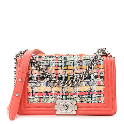 Chanel Lambskin Tweed Medium Boy Flap Coral 1 of 17