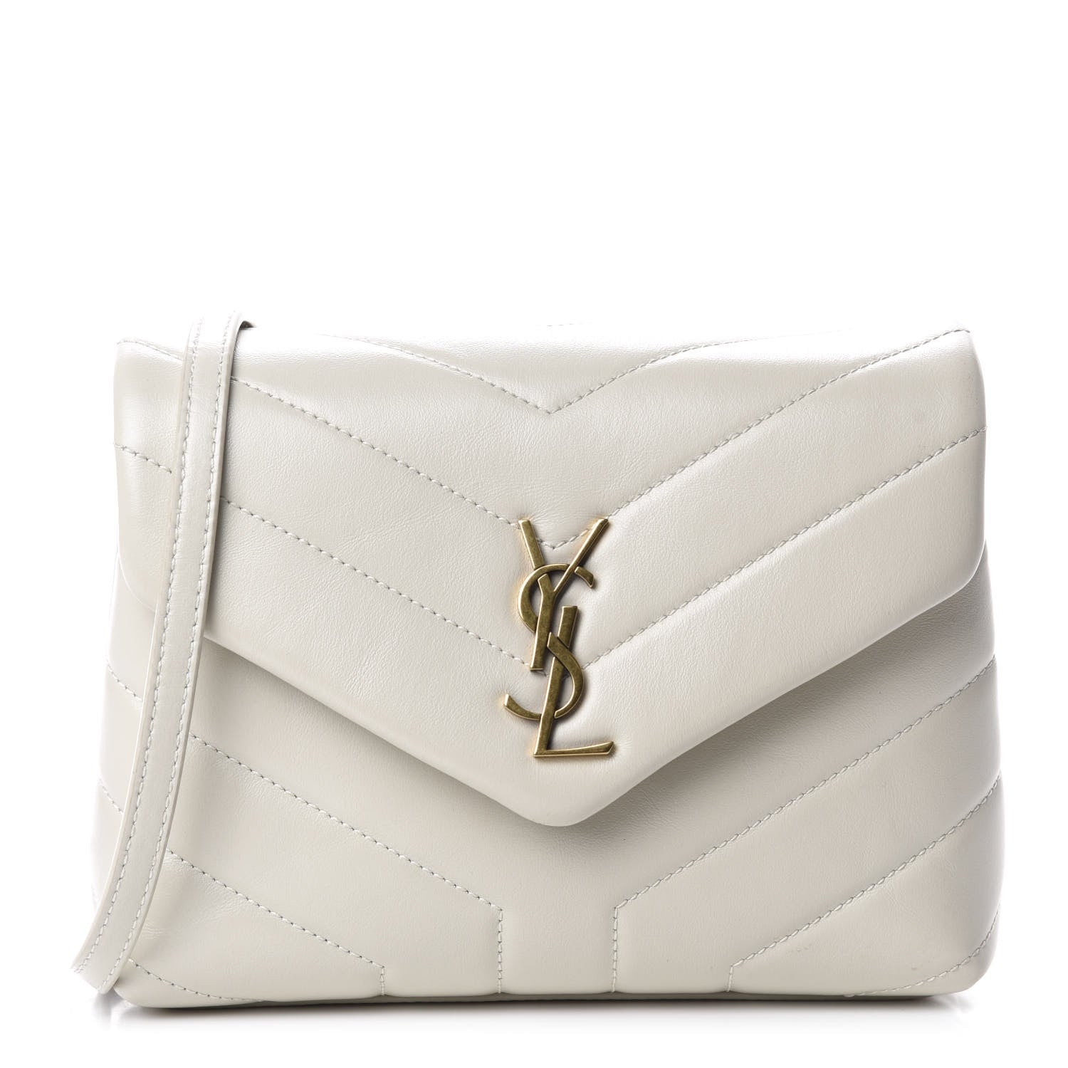 Saint Laurent Calfskin Y Quilted Monogram Toy Loulou Crossbody Bag Ivory 1 of 11