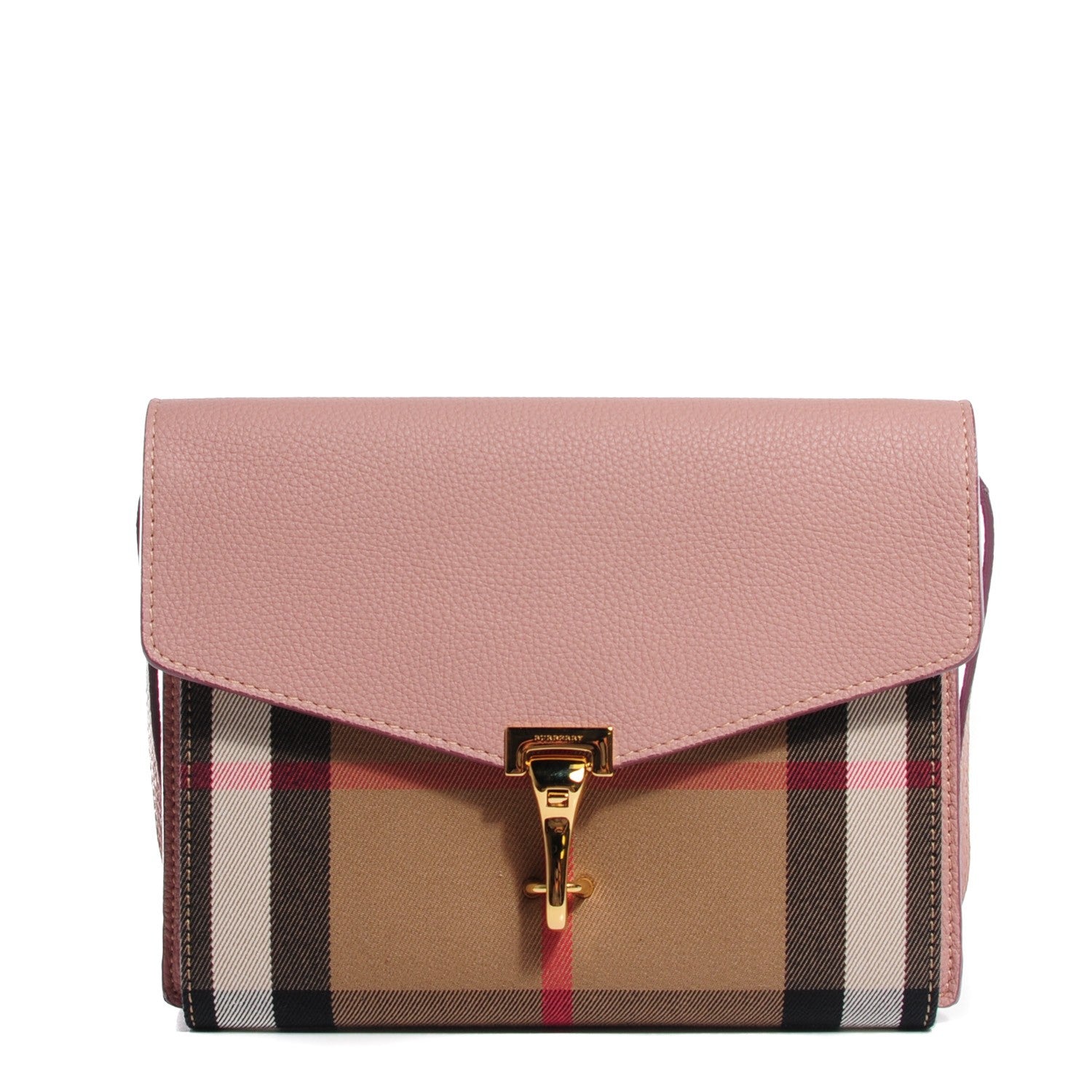 Burberry Pebbled Calfskin House Check Small Macken Crossbody Bag Nude Blush 1 of 12