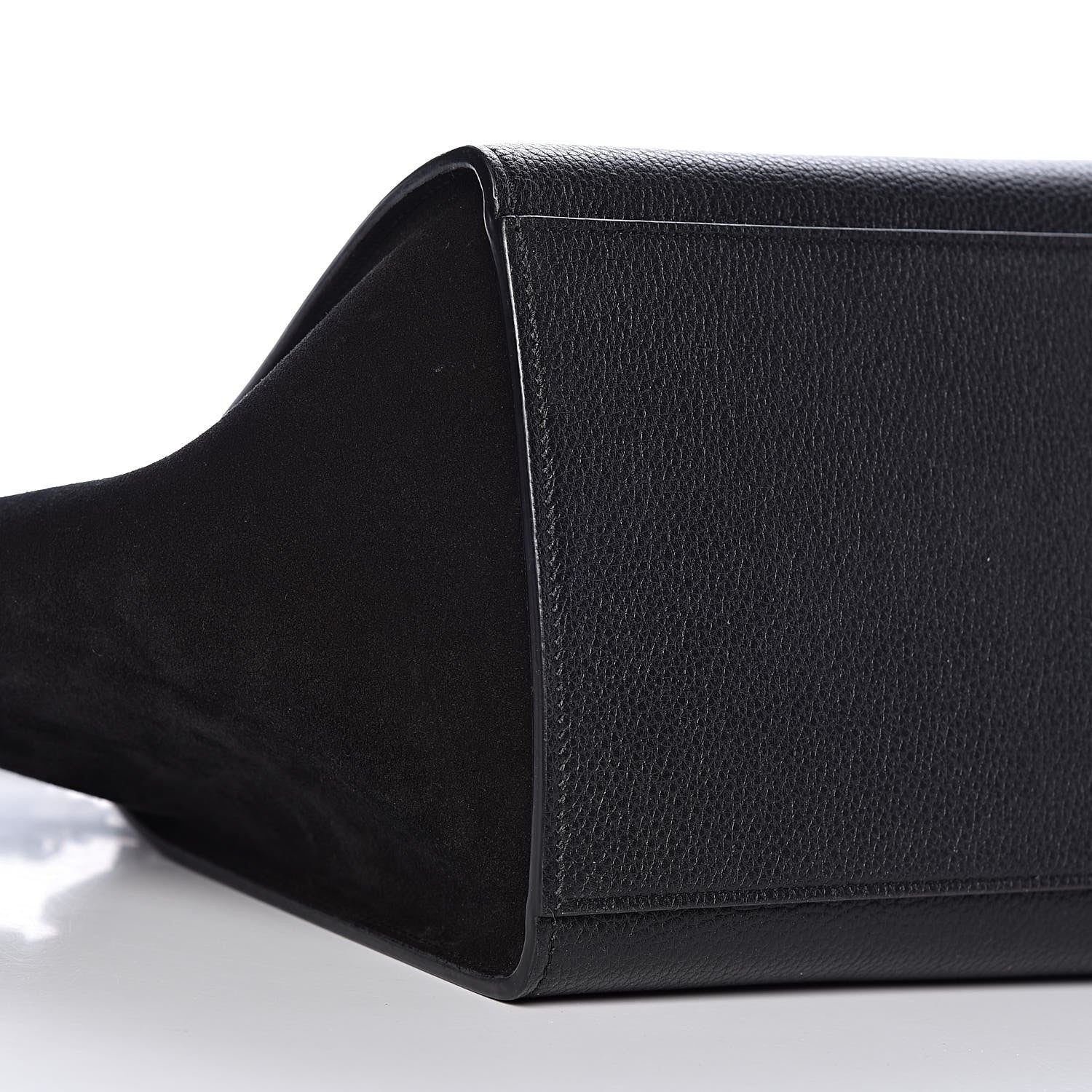 Celine Drummed Calfskin Suede Small Trapeze Black 6 of 9