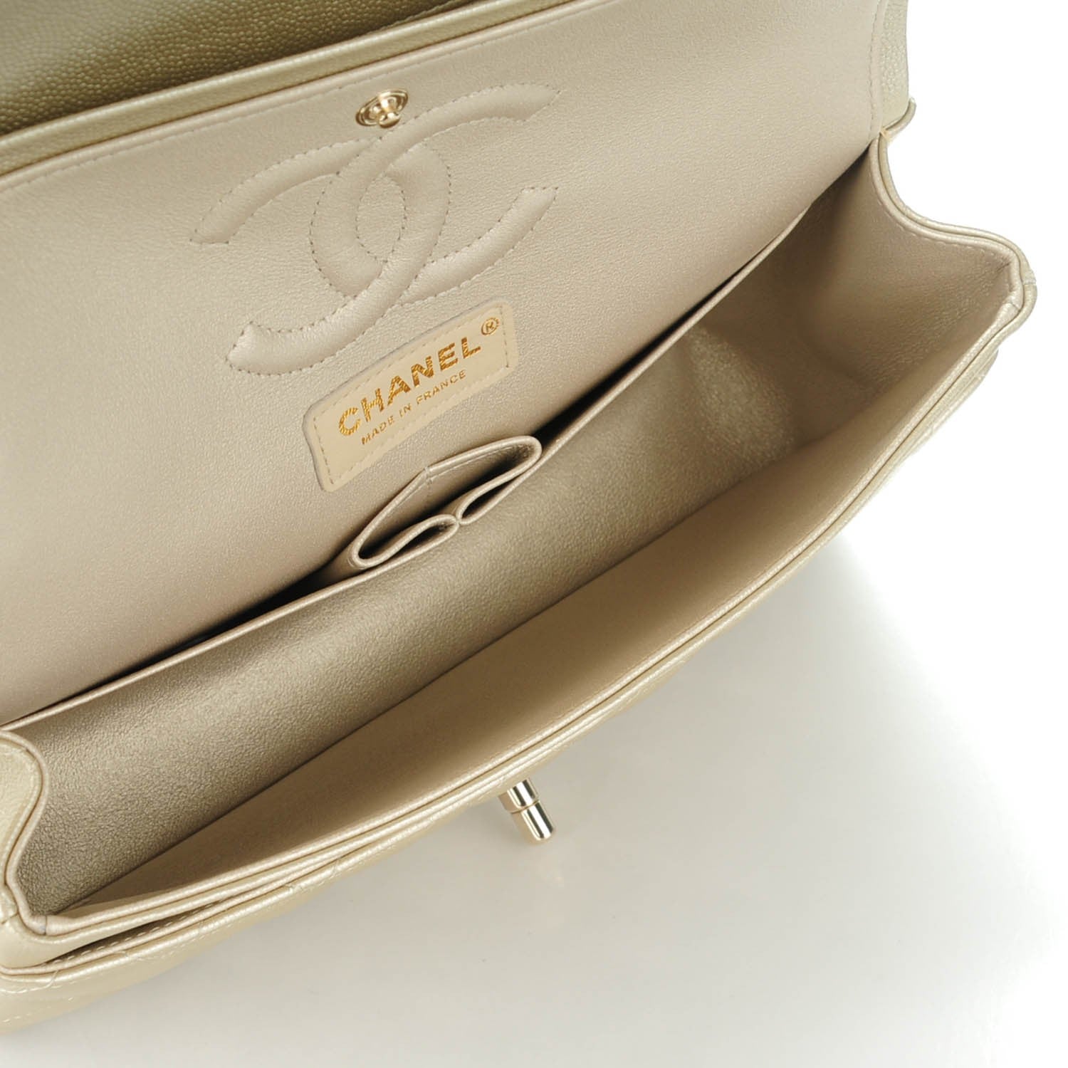 Chanel Metallic Caviar Quilted Medium Double Flap Light Gold 6 of 8