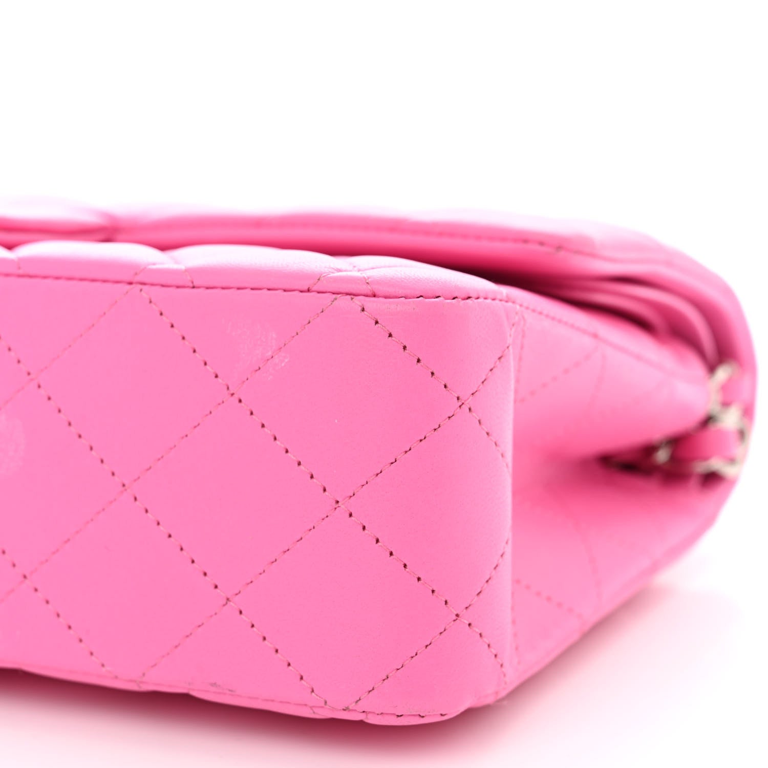 Chanel Lambskin Quilted Medium Double Flap Neon Pink 10 of 11