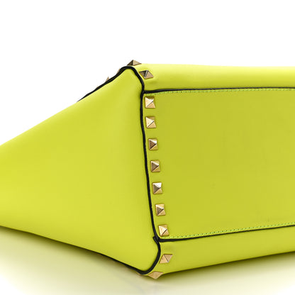 Valentino Garavani Vitello Small Rockstud Double Handle Tote Yellow Fluo 7 of 11