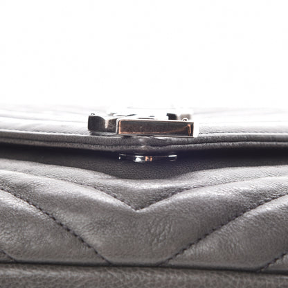 Saint Laurent Sheepskin Matelasse Chevron Monogram Large College Satchel Dark Anthracite 13 of 13