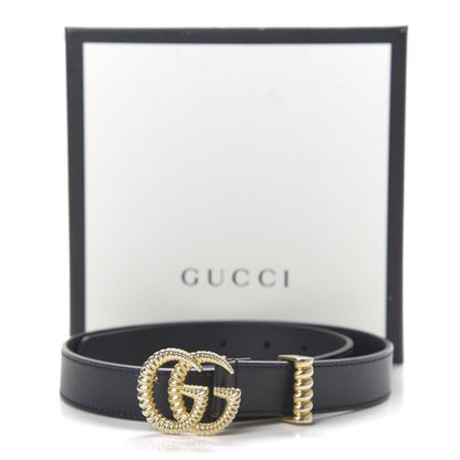Gucci Moon Calfskin Torchon Double G 25mm Belt 75 30 Black 6 of 6