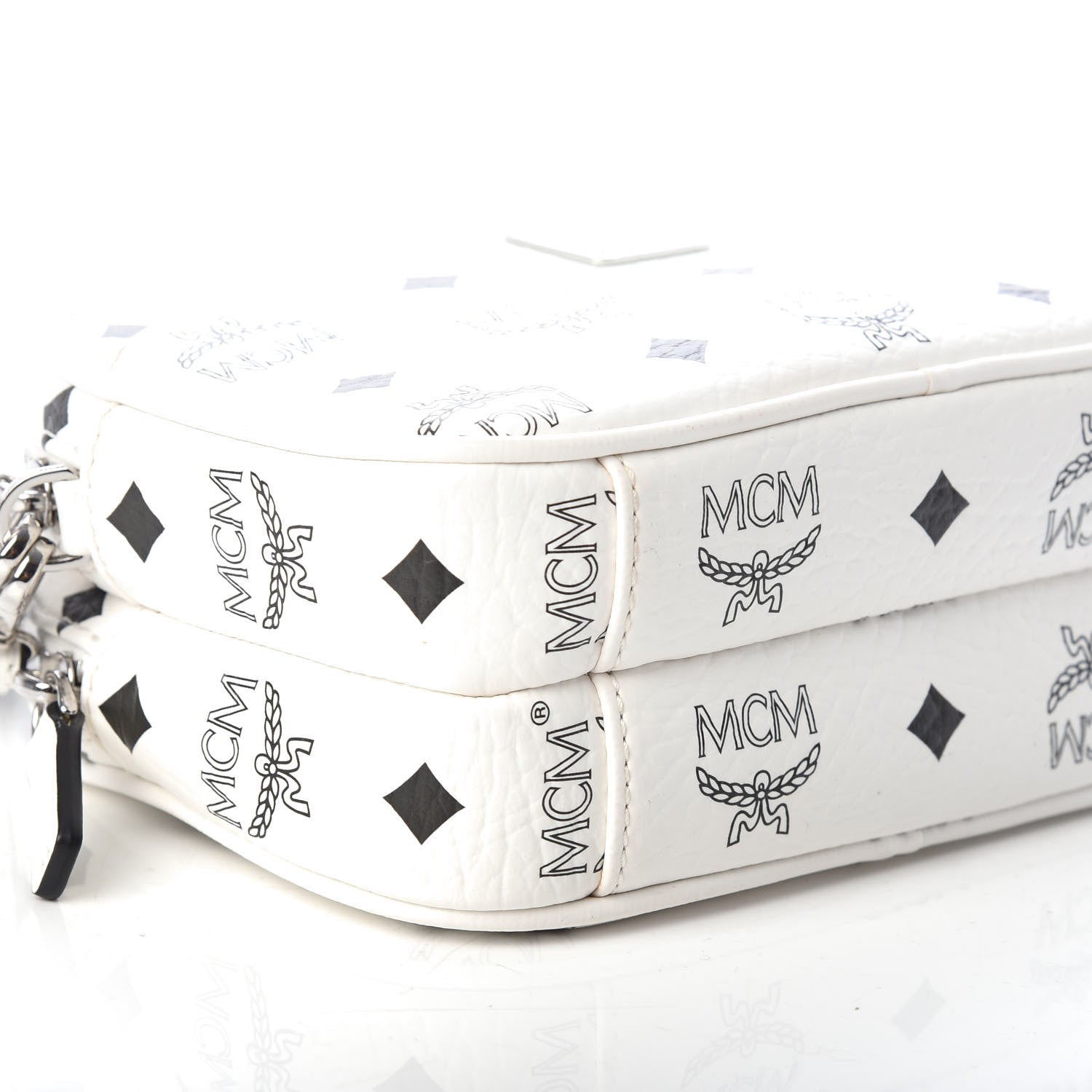 MCM Visetos Camera Crossbody Bag White 9 of 10