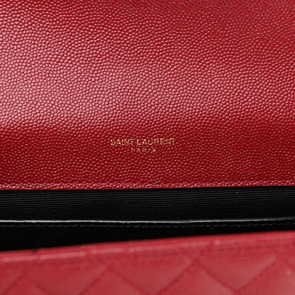 Saint Laurent Grain De Poudre Textured Mixed Matelasse Triquilt Medium Monogram Satchel Oxblood 5 of 13