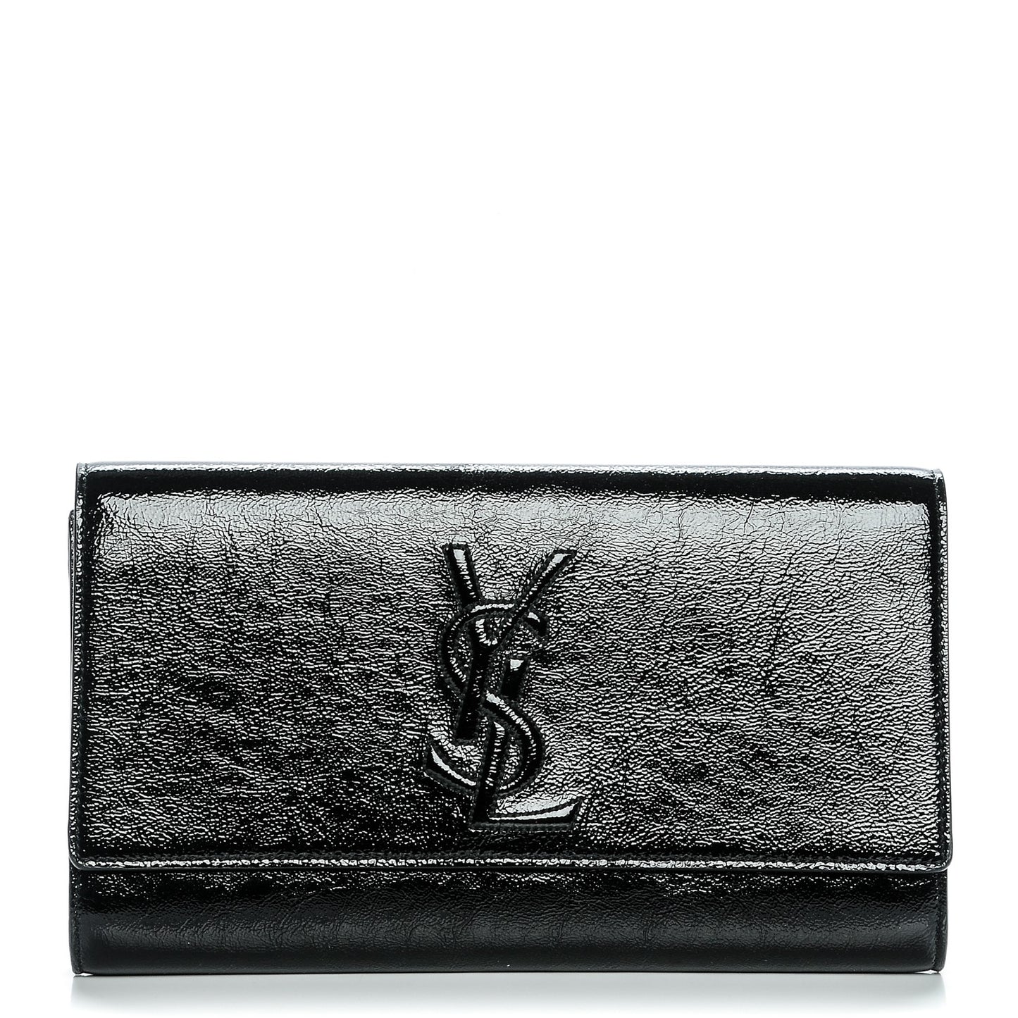 Textured Patent Monogram Large Belle De Jour Clutch Black
