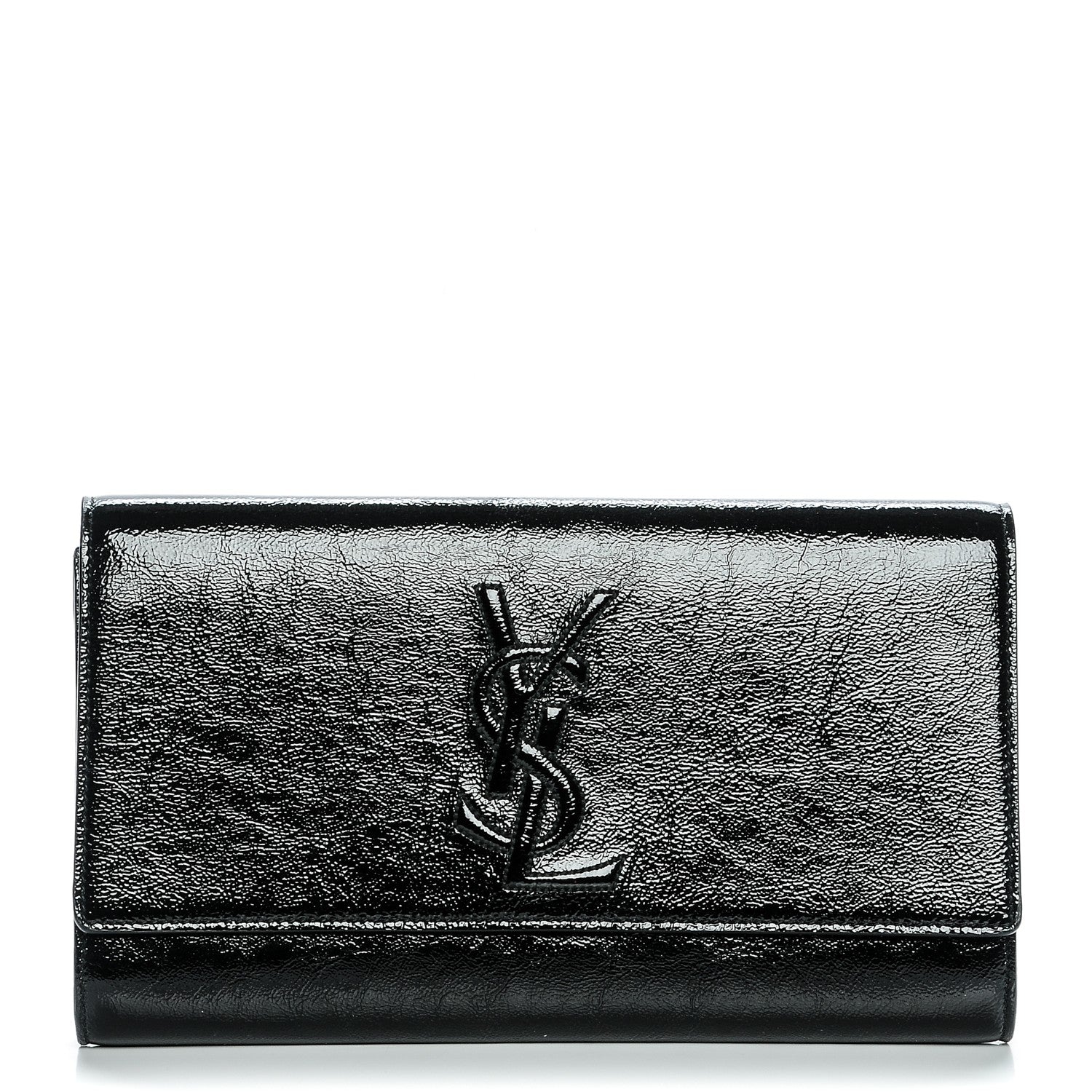 Saint Laurent Textured Patent Monogram Large Belle De Jour Clutch Black 1 of 7
