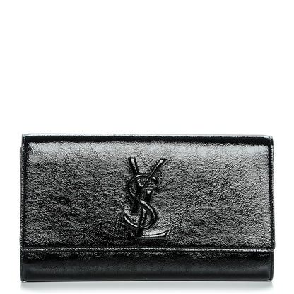 Saint Laurent Textured Patent Monogram Large Belle De Jour Clutch Black 1 of 7