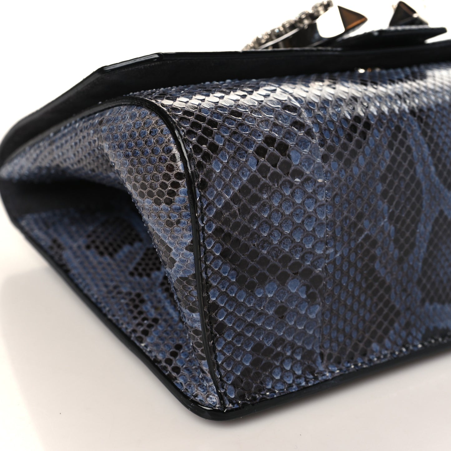 Snakeskin Crystal Madeline Top Handle Denim Blue