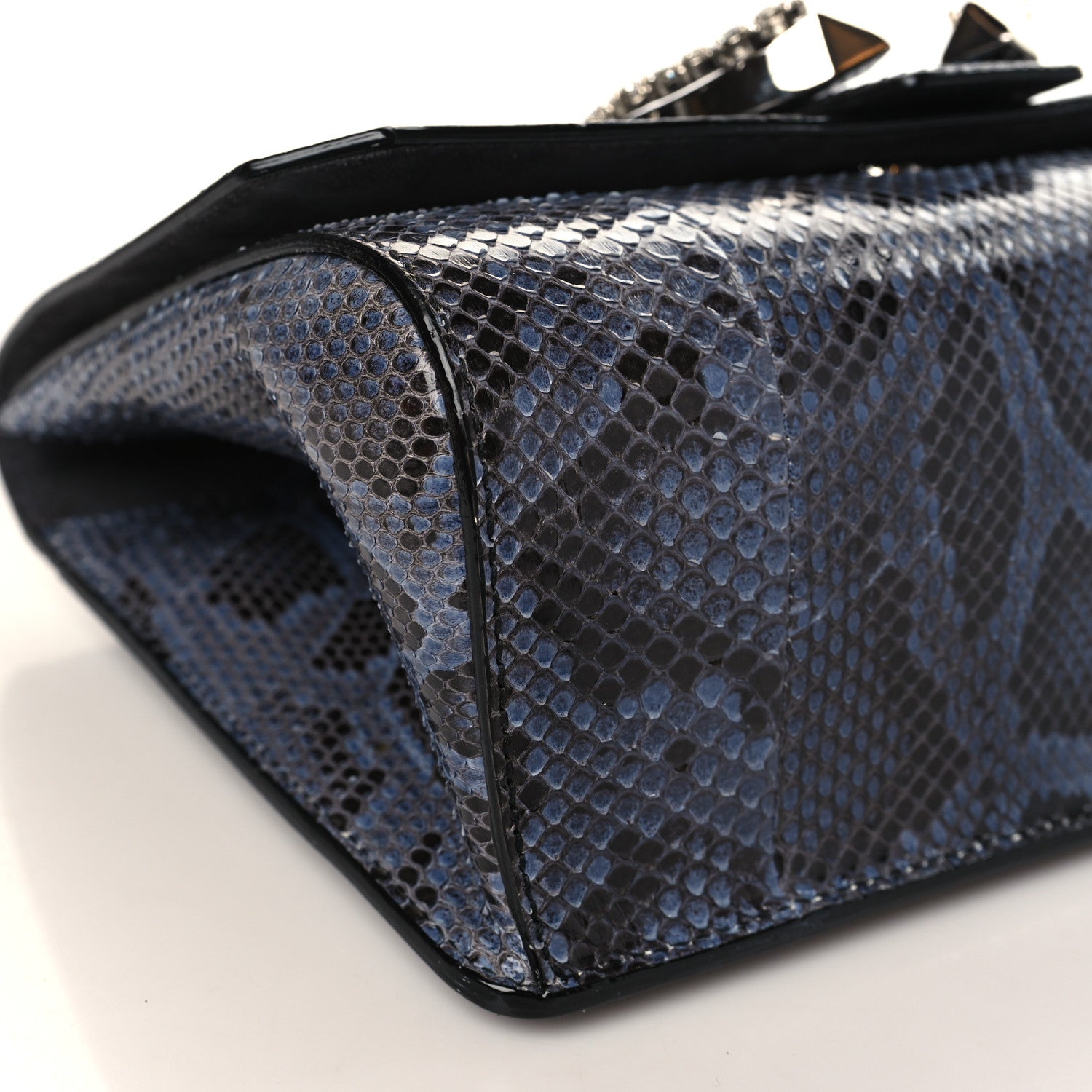 Jimmy Choo Snakeskin Crystal Madeline Top Handle Denim Blue 8 of 9