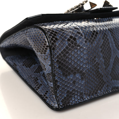 Jimmy Choo Snakeskin Crystal Madeline Top Handle Denim Blue 8 of 9