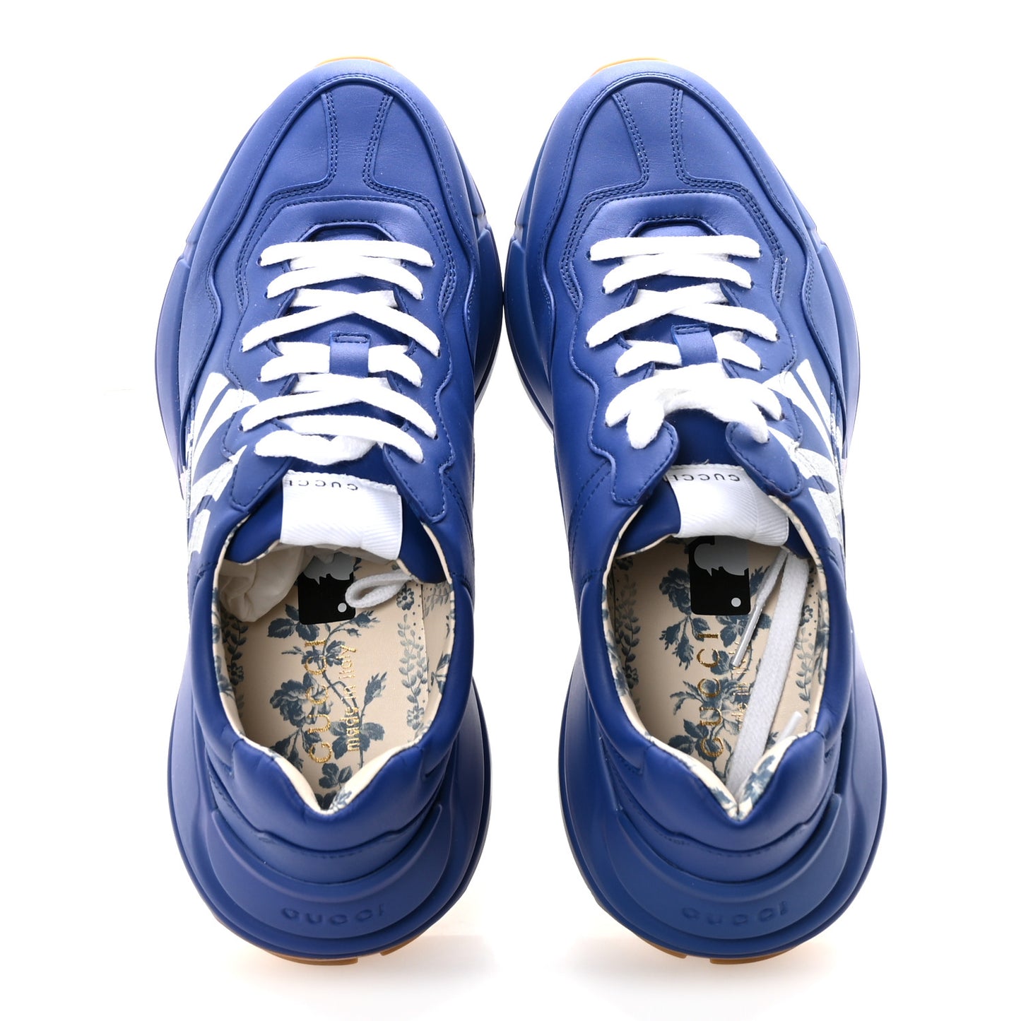 X MLB Calfskin NY Yankees Mens Rhyton Sneakers 8 Electric Blue