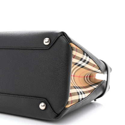 Burberry Derby Calfskin Vintage Check Medium Banner Tote Black 11 of 13