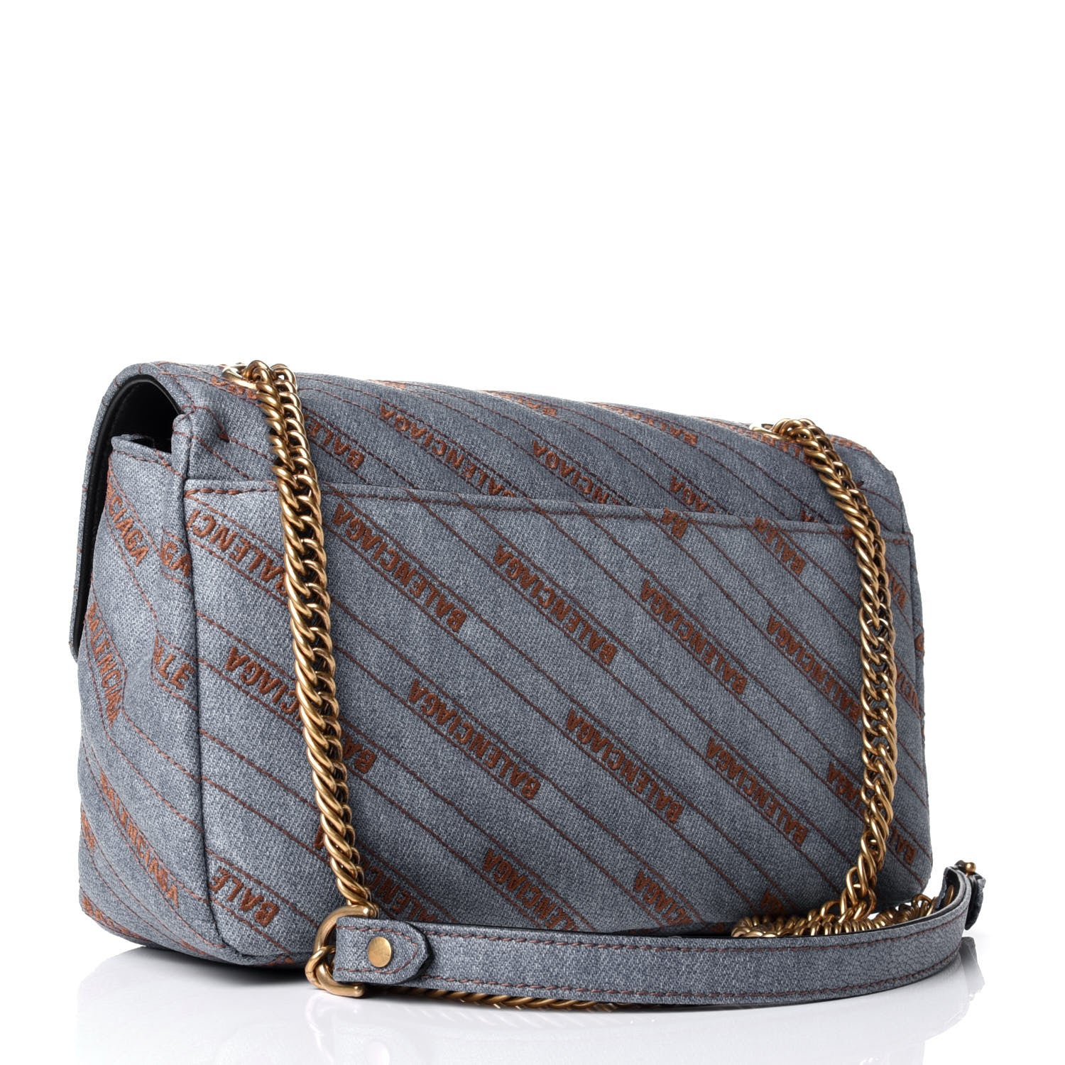 Balenciaga Denim Jacquard Logo Matelasse M BB Round Shoulder Bag Bleu Delave 2 of 5