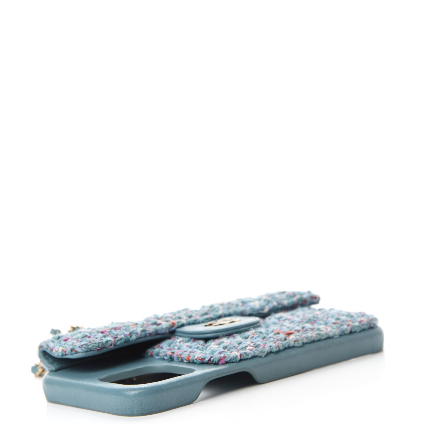 Chanel Tweed Quilted iPhone XII Pro Max Case With Chain Turquoise Purple White Red 4 of 11